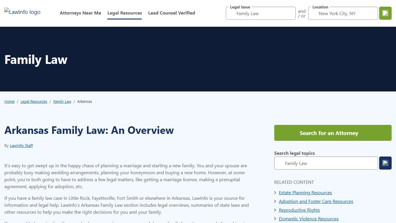 Arkansas Family Law and Legal Issues Overview – LawInfo