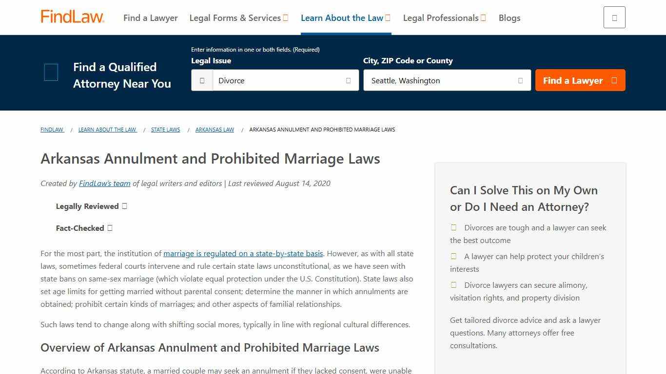 Arkansas Annulment and Prohibited Marriage Laws - FindLaw