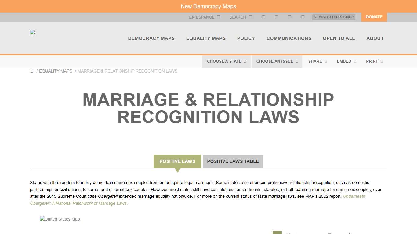 Movement Advancement Project Marriage & Relationship Recognition Laws